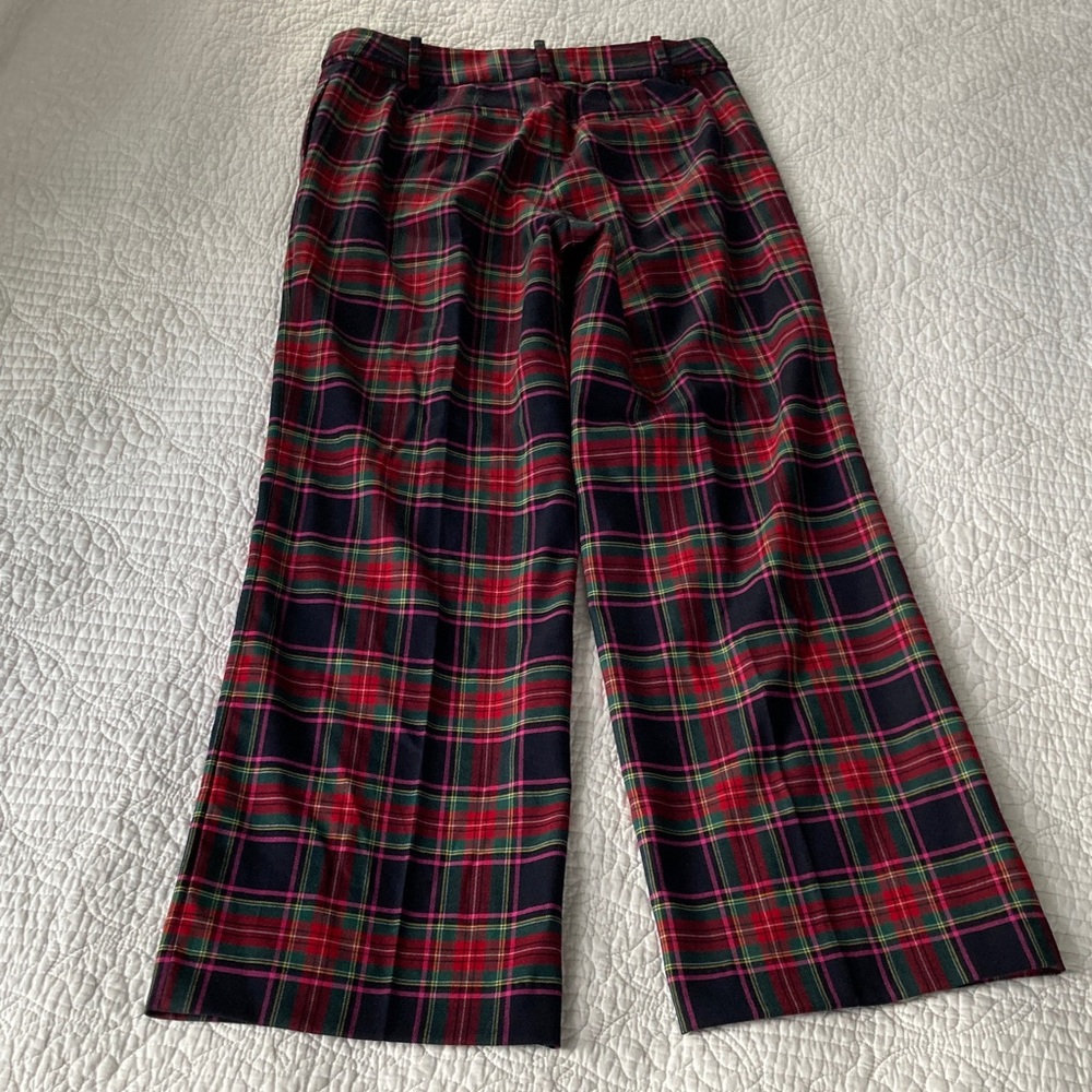 Talbots Vibrant Wool-blend Plaid Straight Wider-leg Pants, 4 Petite - Picture 7 of 11